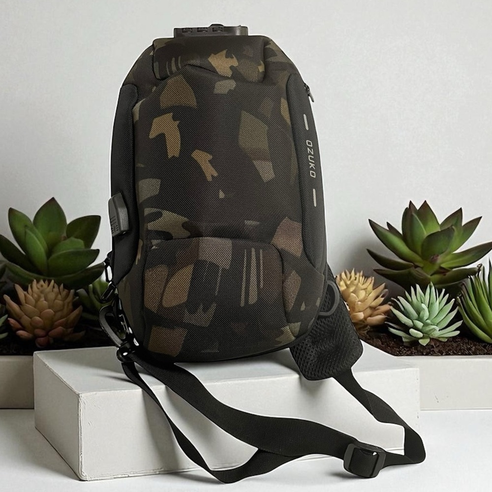 OZUKO Sling Backpack Nylon Water Resistant Chest Crossbody Sling Bag Camouflage